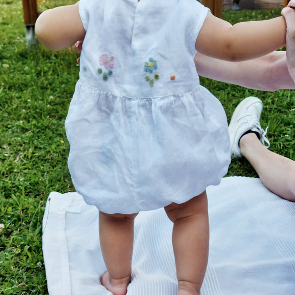 Sample Sale Baby Romper 'Topolino Flowers' Linen