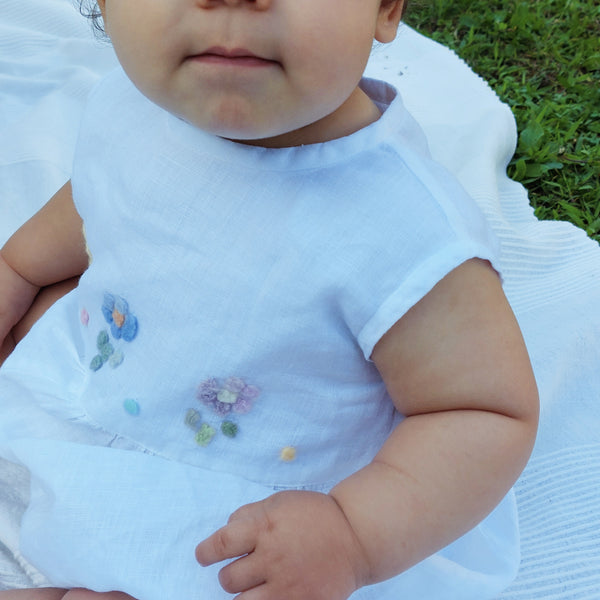 Sample Sale Baby Romper 'Topolino Flowers' Linen