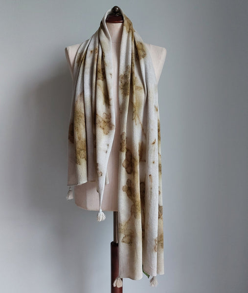 Scarf Eco-print Cashmere - 'Hellebore'