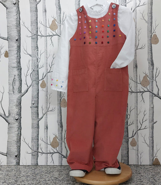 Childs Dungarees 'Salto Dots' - Velvet Needlecord