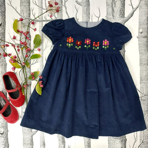 Girls dress Palloncino MC Flowers - Velvet Needlecord