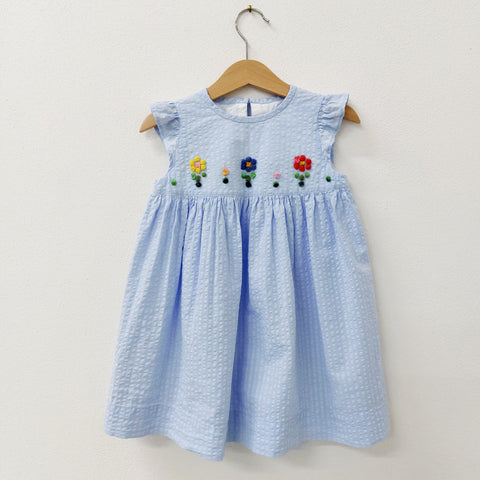 Girls Dress 'Farfallina Flowers' Seersucker