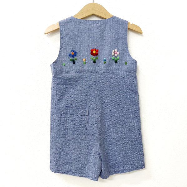 Childs short dungarees 'Saltino Flowers' Cotton Seersucker