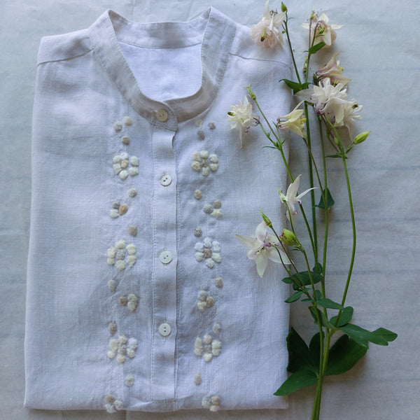 Womens Shirt 'Nadia Flowers' 100%  Linen