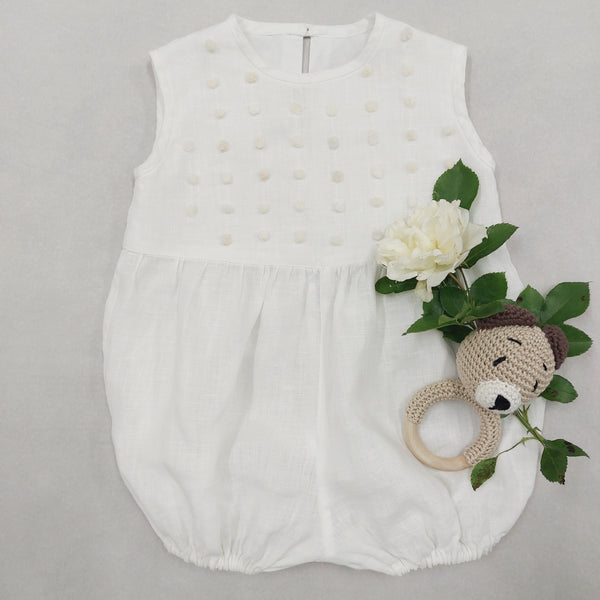 Baby Romper 'Topolino Dots' Pergamena Linen