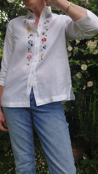 Womens Shirt 'Betty Flowers' Linen