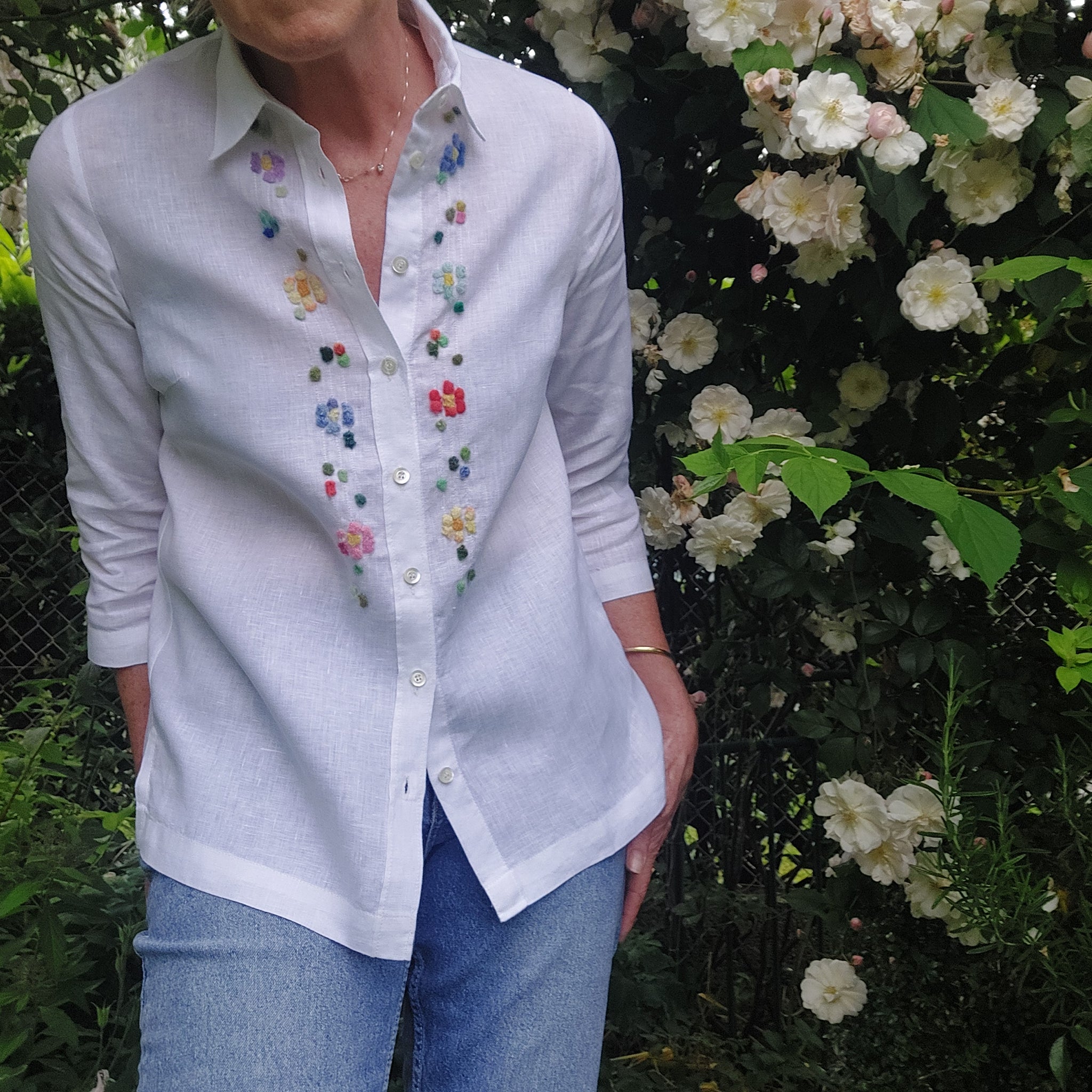 Womens Shirt 'Betty Flowers' Linen