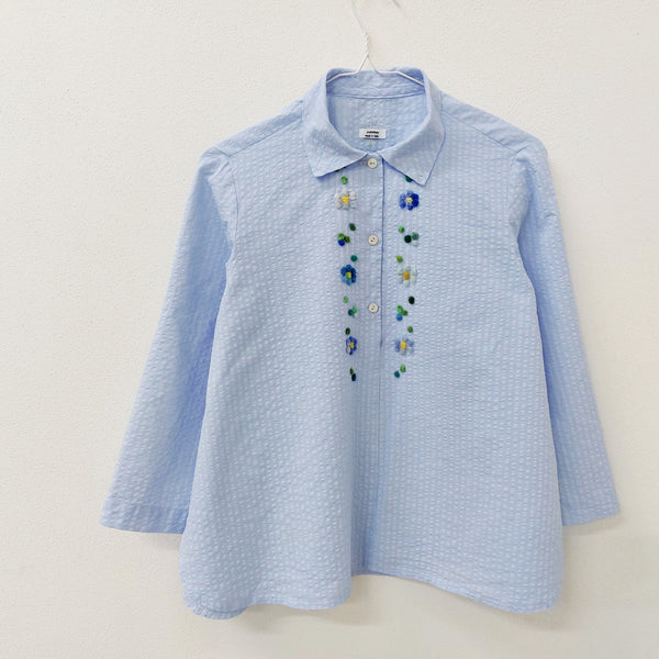 Womens shirt 'Ally 3/4 Flowers ' Seersucker