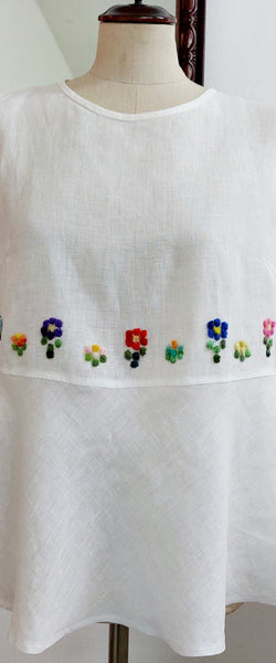 Womens Top 'Viola Flowers' Linen