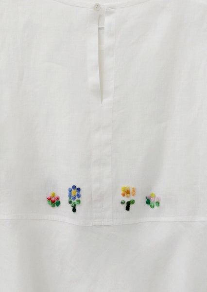 Womens Top 'Viola Flowers' Linen