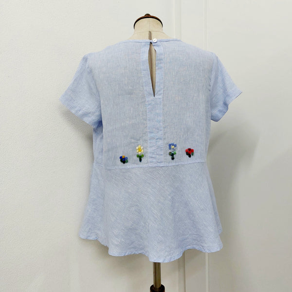 Womens Top 'Viola Flowers' Linen