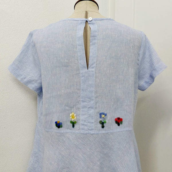 Womens Top 'Viola Flowers' Linen