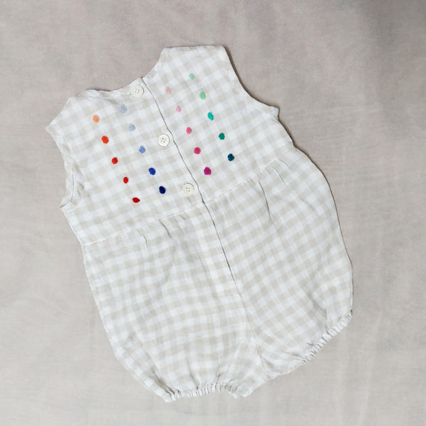 Sample Sale Baby Romper 'Topolino Dots' Linen