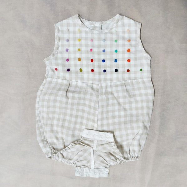 Sample Sale Baby Romper 'Topolino Dots' Linen