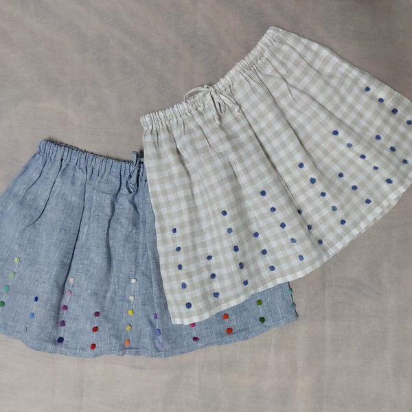 Sample sale Girls skirt 'Ruotina Dots' Linen