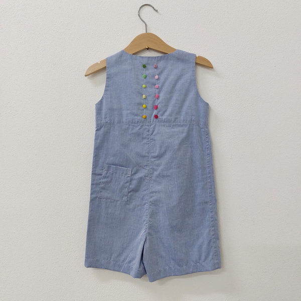 Sample Sale - Childs short dungarees 'Saltino Dots' Cotton Chambray