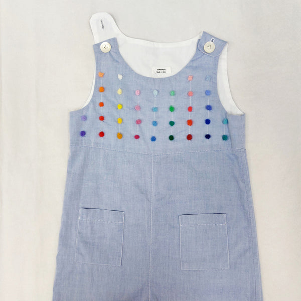 Sample Sale - Childs short dungarees 'Saltino Dots' Cotton Chambray