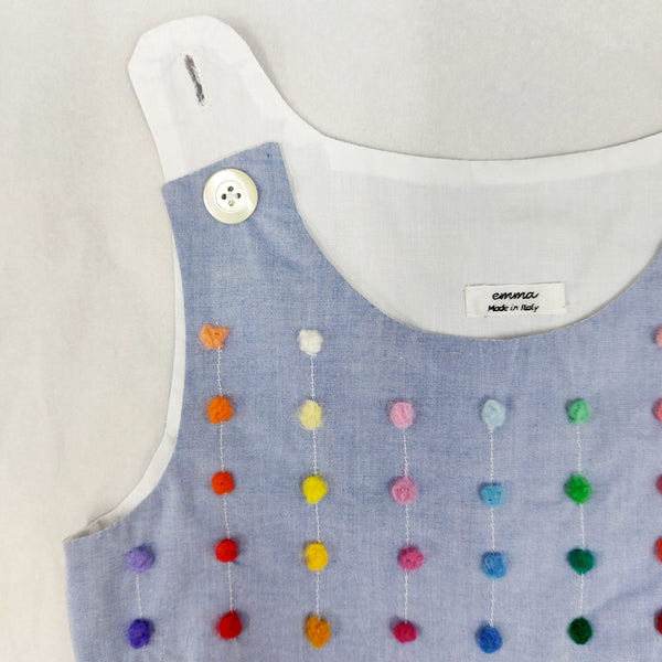 Sample Sale - Childs short dungarees 'Saltino Dots' Cotton Chambray