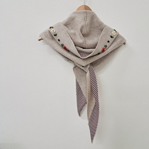 Cashmere Hoody Scarf 'Francy Flowers'