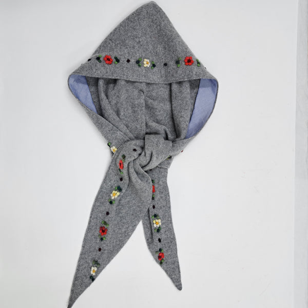 Cashmere Hoody Scarf 'Francy Flowers'