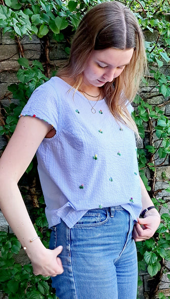 Top 'Vicki Fiori' Seersucker