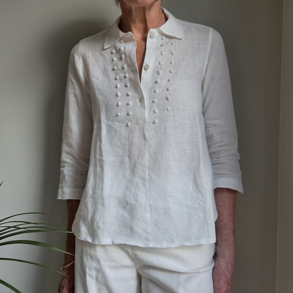 Shirt 'Ally 3/4 Dots ' Pergamena Linen