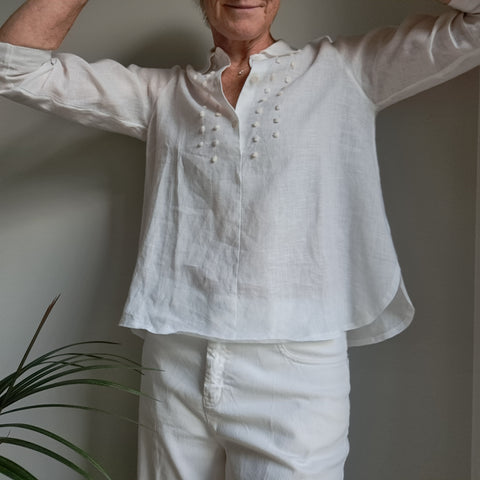Shirt 'Ally 3/4 Dots ' Pergamena Linen