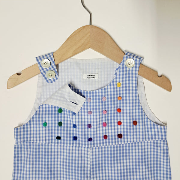 Vendita Campione - Salopette corte per bambini 'Saltino Dots' in Popeline