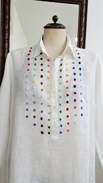 Sample Sale - Long Shirt  in Light Linen