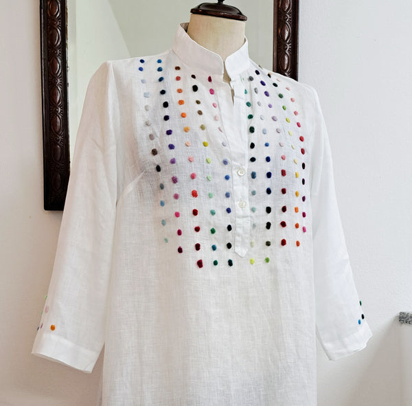Sample Sale - Long Shirt  in Light Linen