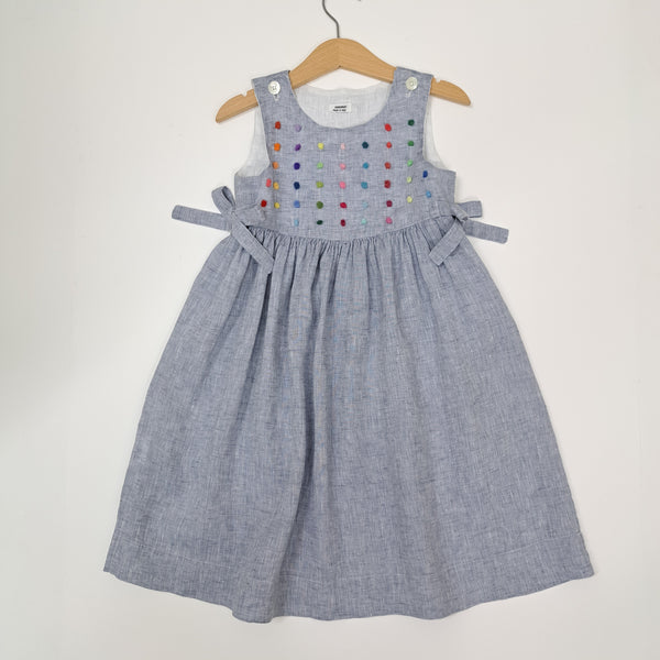 Sample Sale - Girls Dress 'Polline Dots' Linen