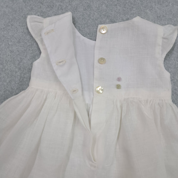 Vestitino Pagliaccetto baby 'Pollicino Flowers' Lino Pergamena 