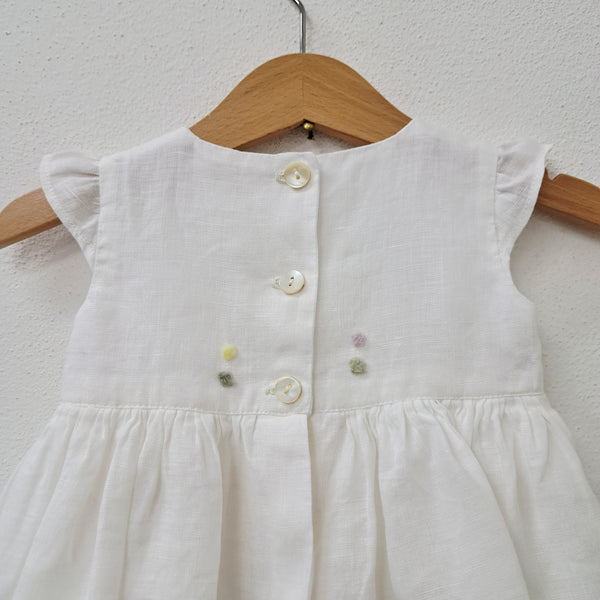 Vestitino Pagliaccetto baby 'Pollicino Flowers' Lino Pergamena 