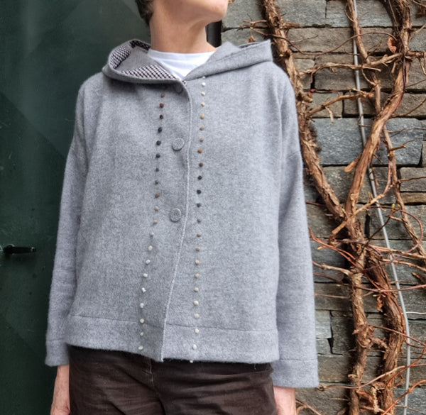 Giacca con cappuccio in cashmere 'Cally Dots Open'