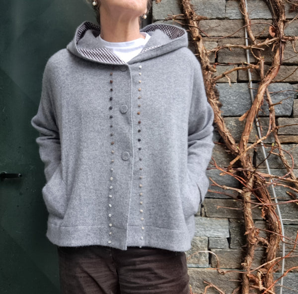 Giacca con cappuccio in cashmere 'Cally Dots Open'