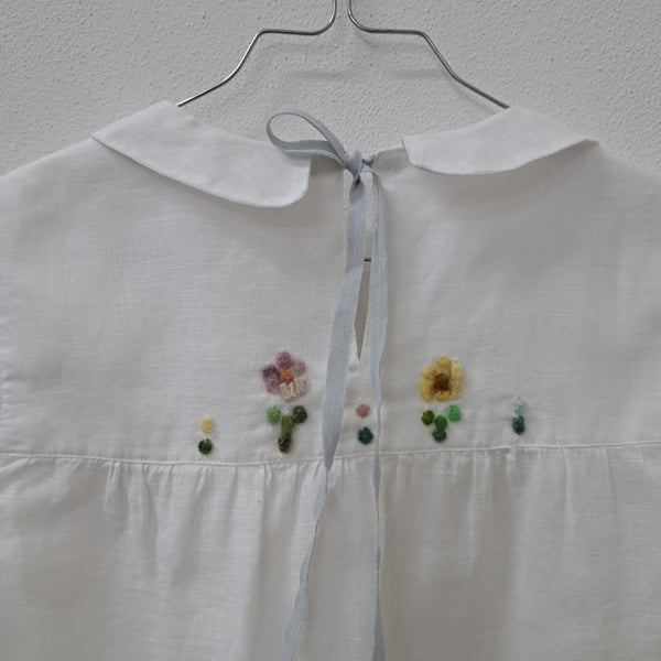 Blusa 'April ML Fiori' in lino Parchment