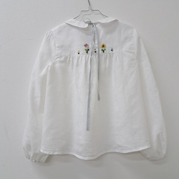 Blusa 'April ML Fiori' in lino Parchment