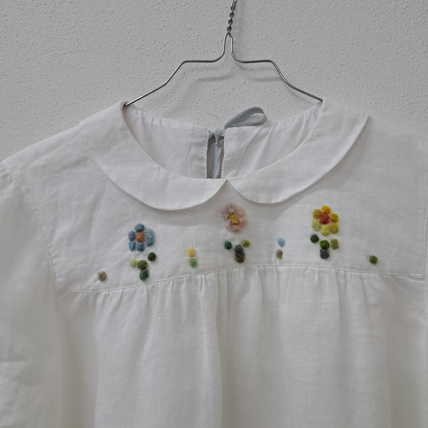 Blusa 'April ML Fiori' in lino Parchment