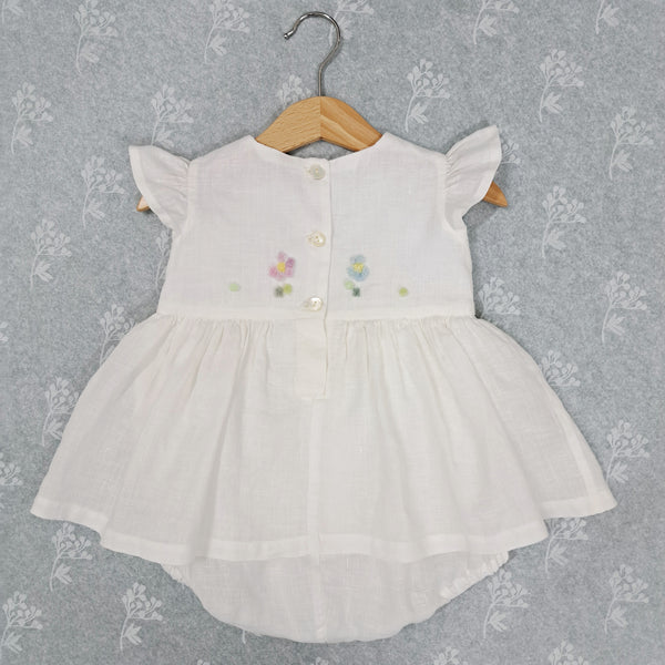 Baby Romper dress 'Pollicino Flowers ' Pergamena Linen