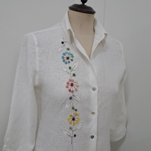 AND camicia - Bianca - Fiori Stelo