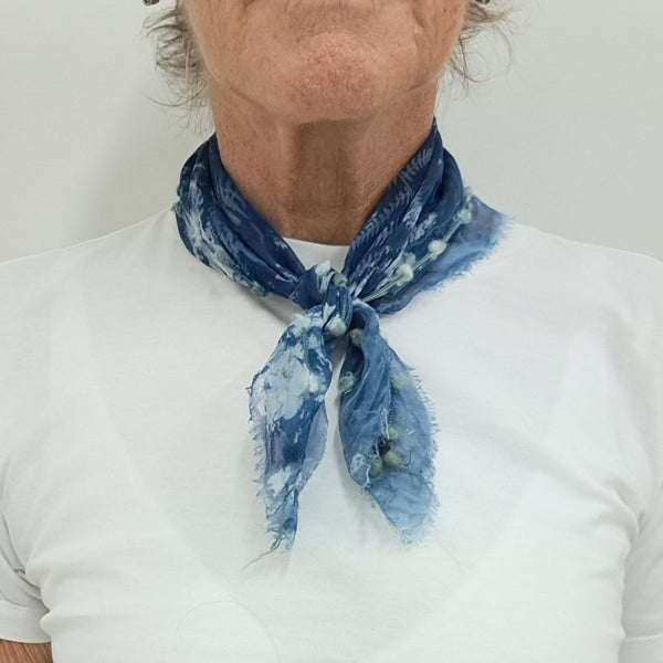 Cyanotype print  Silk Square Small