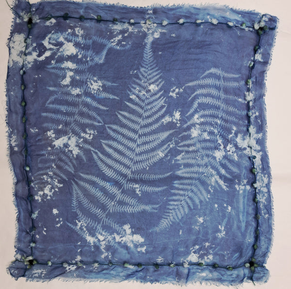 Cyanotype print  Silk Square Small
