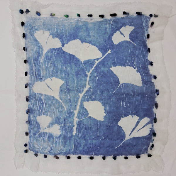 Cyanotype print  Silk Square Small