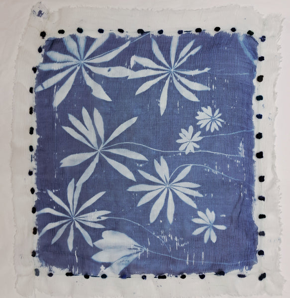 Cyanotype print  Silk Square Small