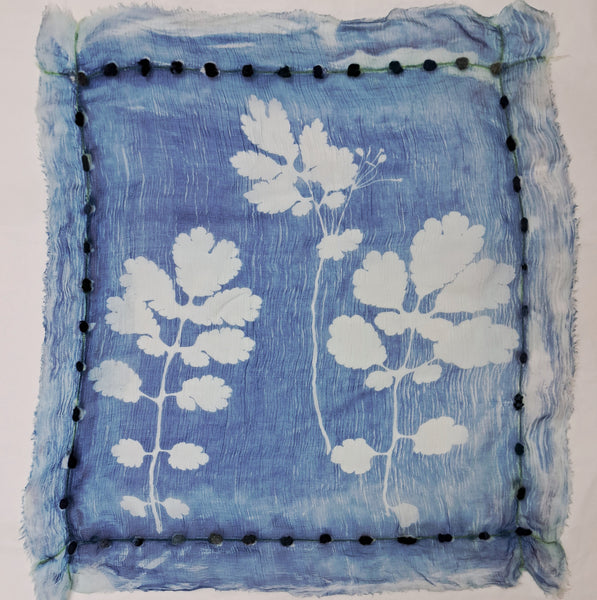 Cyanotype print  Silk Square Small