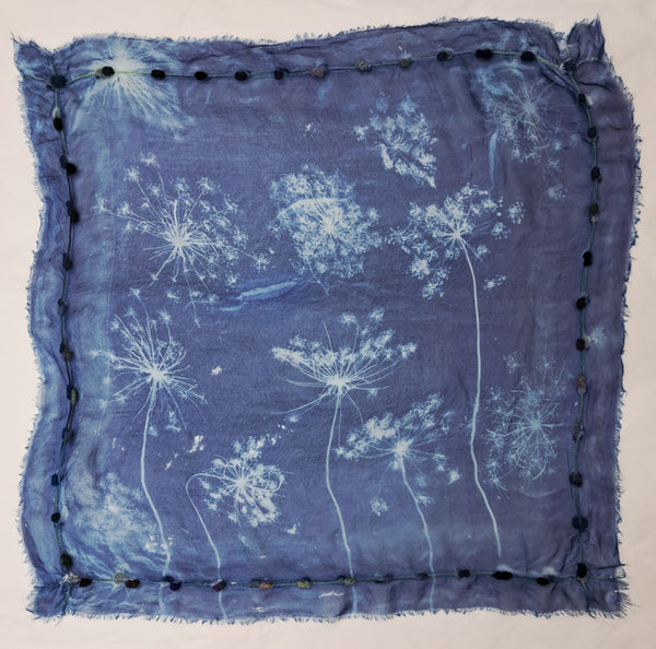 Cyanotype print  Silk Square Small