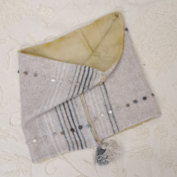 Cashmere Neck warmer 'Lola' Double with Buddleia EcoPrint Silk Lining