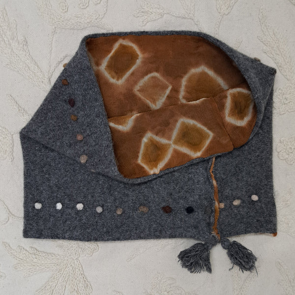 Cashmere Neck warmer 'Lola' with Onion Skin Tye-Dye Print Silk Lining