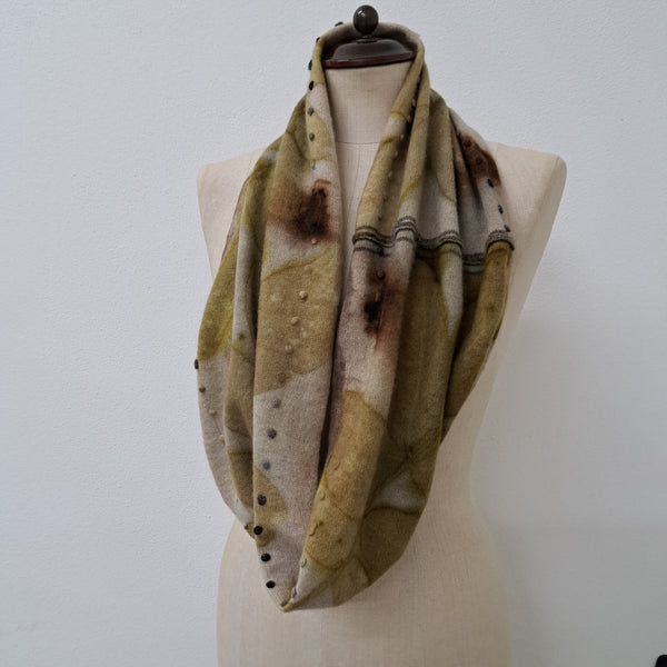 Sciarpa Infinity in Cashmere 'Giro' Noce Ecoprint