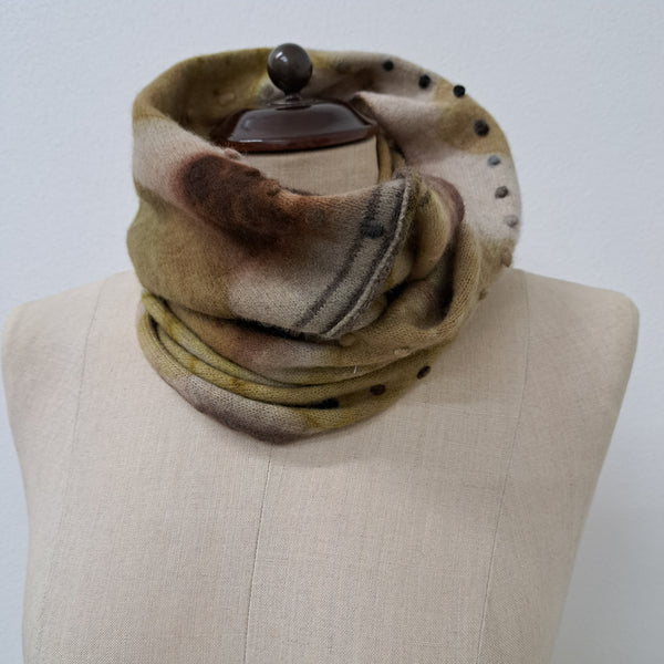 Sciarpa Infinity in Cashmere 'Giro' Noce Ecoprint